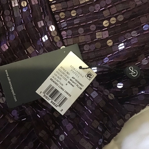 Adrianna papell beaded sequin slit gown dress - Picture 6 of 8